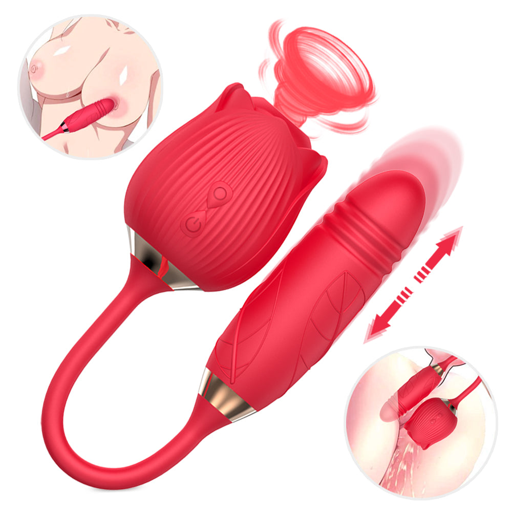 Vibration Dildo & Sucking Rose