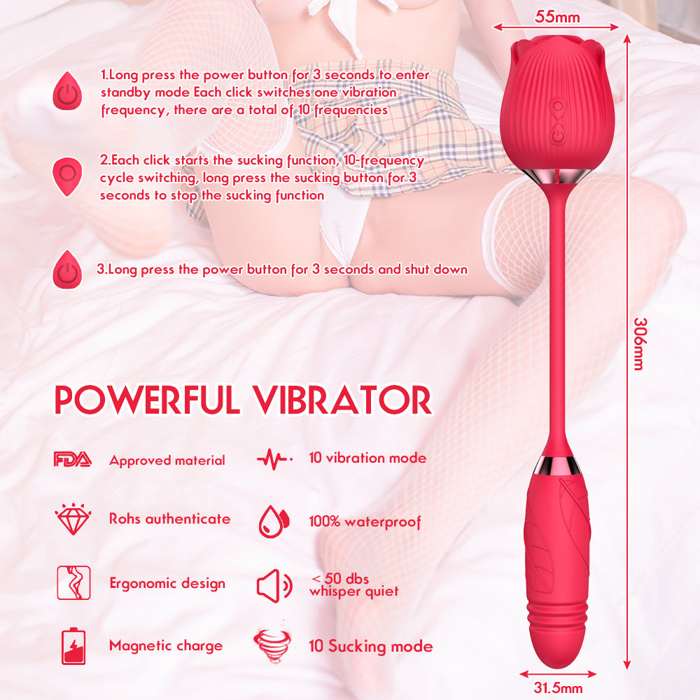 Vibration Dildo & Sucking Rose