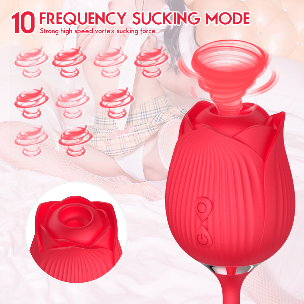 Vibration Dildo & Sucking Rose
